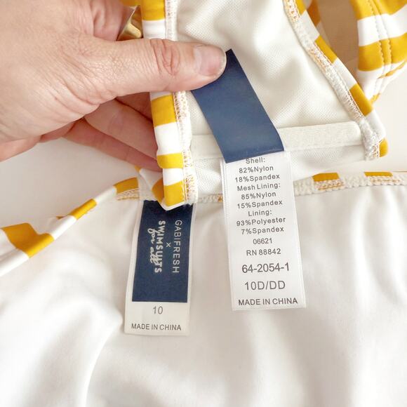[Gabifresh x Swimsuits For All] Striped Yellow High Waisted Bikini Size 10 D/DD - Picture 9 of 10